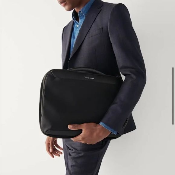 Cole Haan Zerogrand Men’s Black Attaché Laptop Bag Holds a 14” Laptop LIKE NEW!! - Picture 1 of 16